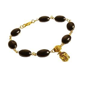Buddha Gold And Black Beaded Bracelet